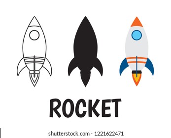 rocket logo icon set on white background