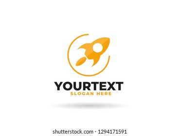 rocket logo, icon or sign. Flat vector