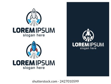  Raketen-Logo, -Symbol oder -Zeichen. Flacher Vektor 