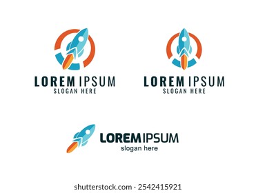 rocket logo, icon or sign. Flat vector 
