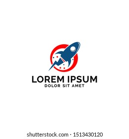 Rocket logo icon template vector. Start up business symbol in flat design monogram illustration
