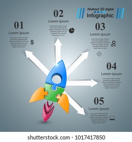 Rocket logo. Infographic design template and marketing icons.