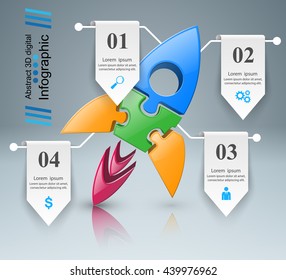 Rocket logo. Infographic design template and marketing icons.