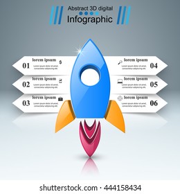 Rocket logo. Infographic design template and marketing icons.