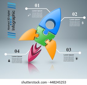 Rocket logo. Infographic design template and marketing icons.