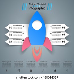 Rocket logo. Infographic design template and marketing icons.