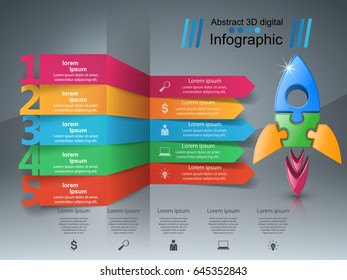 Rocket logo. Infographic design template and marketing icons.