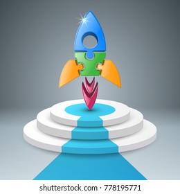 Rocket logo. Infographic design template and marketing icons.