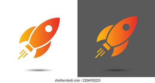 Rocket logo, launch logo, start-up logo, boost logo template in a gradient of fire flame