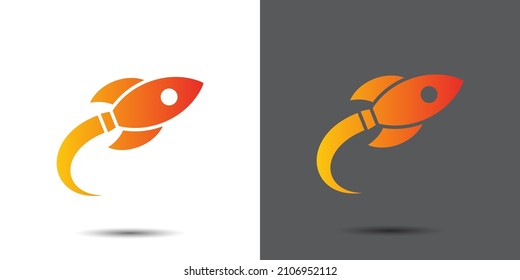 Rocket logo, launch logo, start-up logo, boost logo template in a gradient of fire flame