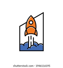 rocket logo launches with the concept of a building