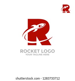 Rocket Logo. In the letter R flies a rocket.