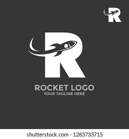 Rocket Logo. In the letter R flies a rocket.