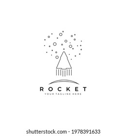 rocket logo line art vector illustration design creative nature minimalist monoline outline linear simple modern