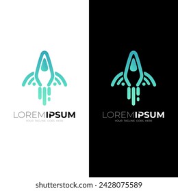 Rocket logo with line design vector, transportation logos