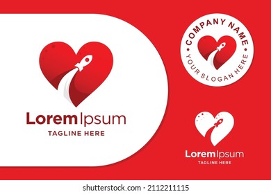 rocket logo with love concept