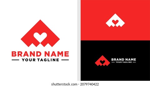ROCKET LOGO LOVE NEGATIVE SPACE GEOMETRIC EDITABLE