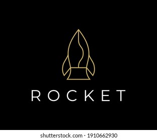 Rocket Logo, Luxury Elegant with simple line art, monoline, outline style