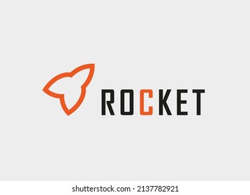 Rocket Logo. Minimalist Simple Rocket Line Icon. Usable for Business, Branding and Technology Logos. Flat Vector Logo Design Template Element.