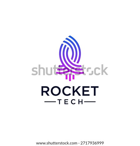 Rocket logo with modern line style