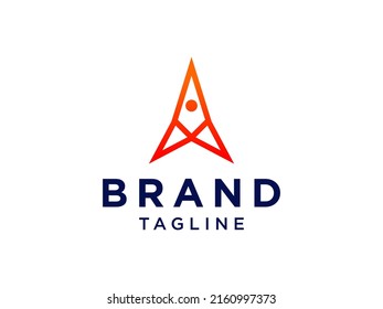 Rocket Logo. Orange Geometric Arrow Up Icon Origami Style isolated on White Background. Usable for Business and Technology Logos. Flat Vector Logo Design Template Element.