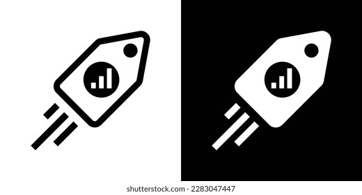 rocket logo and sale label design icon vector illustration