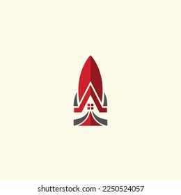 Rocket logo shaped like a house
