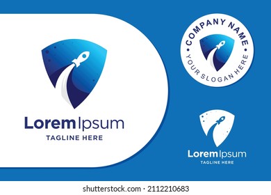 rocket logo with shield concept