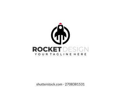 Logotipo de cohete disparando hacia arriba a alta velocidad, color negro