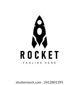 Rocket logo simple design silhouette brand space vehicle minimalist illustration template