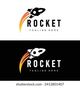 Rocket logo simple design silhouette brand space vehicle minimalist illustration template