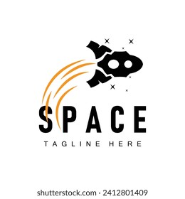 Rocket logo simple design silhouette brand space vehicle minimalist illustration template