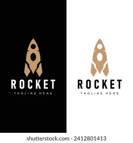 Rocket logo simple design silhouette brand space vehicle minimalist illustration template