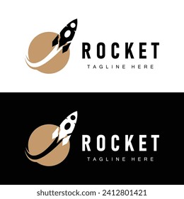 Rocket logo simple design silhouette brand space vehicle minimalist illustration template