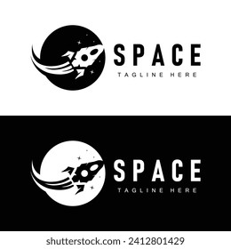 Rocket logo simple design silhouette brand space vehicle minimalist illustration template