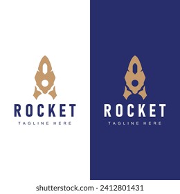 Rocket logo simple design silhouette brand space vehicle minimalist illustration template