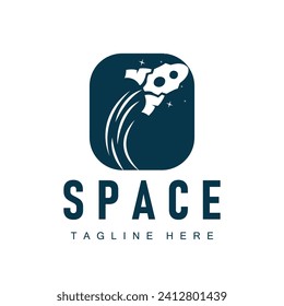 Rocket logo simple design silhouette brand space vehicle minimalist illustration template