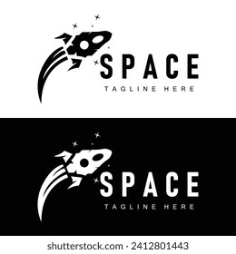 Rocket logo simple design silhouette brand space vehicle minimalist illustration template
