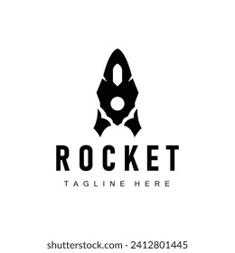 Rocket logo simple design silhouette brand space vehicle minimalist illustration template