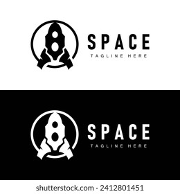 Rocket logo simple design silhouette brand space vehicle minimalist illustration template
