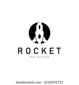 Rocket logo simple design silhouette brand space vehicle minimalist illustration template