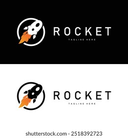 Rocket logo simple design silhouette brand space vehicle minimalist illustration template