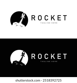 Rocket logo simple design silhouette brand space vehicle minimalist illustration template
