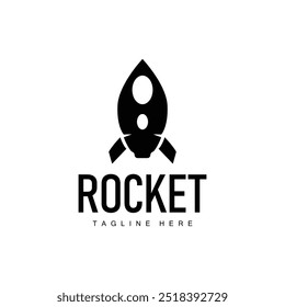 Rocket logo simple design silhouette brand space vehicle minimalist illustration template