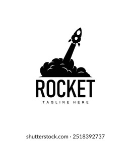 Rocket logo simple design silhouette brand space vehicle minimalist illustration template