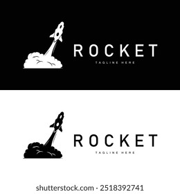 Rocket logo simple design silhouette brand space vehicle minimalist illustration template