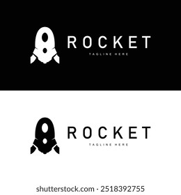 Rocket logo simple design silhouette brand space vehicle minimalist illustration template
