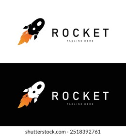 Rocket logo simple design silhouette brand space vehicle minimalist illustration template