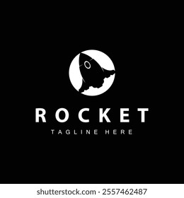 Rocket logo simple design silhouette brand space vehicle minimalist illustration template