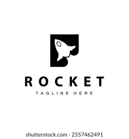 Rocket logo simple design silhouette brand space vehicle minimalist illustration template